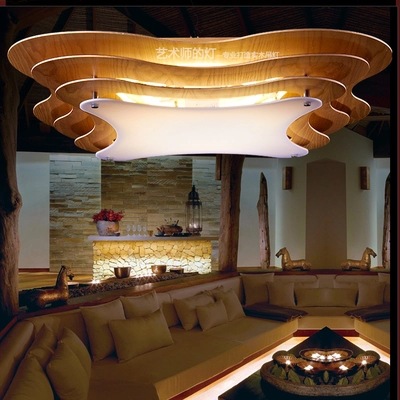 設計師北歐個性木藝術客廳臥室餐廳LED燈具 新中式創意實木吸頂燈工廠,批發,進口,代購