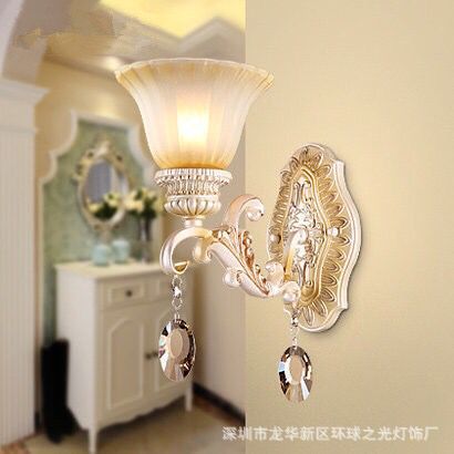 歐式led壁燈 客廳壁燈簡歐臥室 水晶LED壁燈田園燈具廠傢批發工廠,批發,進口,代購