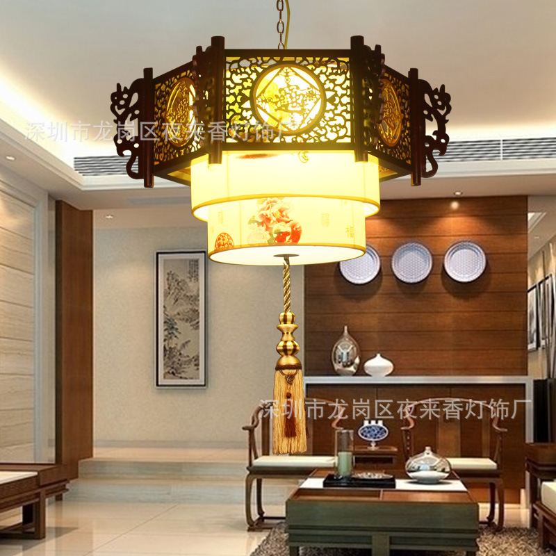 現代中式木藝吊燈客廳餐廳實木燈具  招財進寶酒店大廳工程90115工廠,批發,進口,代購