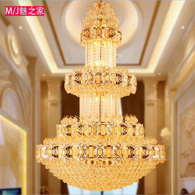 金色復式樓客廳大吊燈led歐式水晶吊燈別墅樓中樓樓梯長大吊燈具批發・進口・工廠・代買・代購