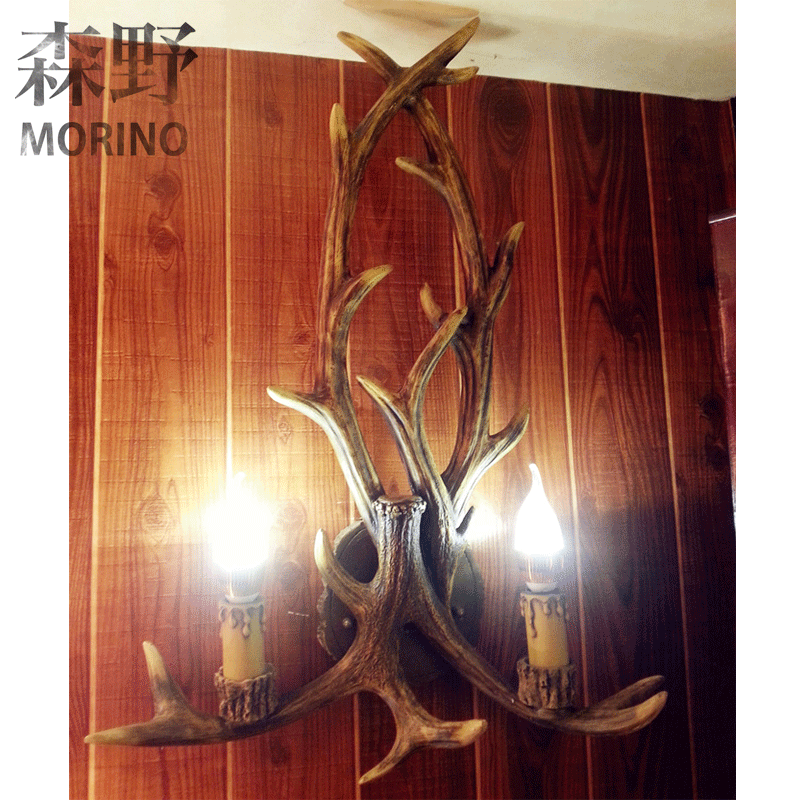 美式鄉村復古客廳餐廳臥室酒吧會所咖啡廳網吧服裝店鹿角壁燈枝形工廠,批發,進口,代購