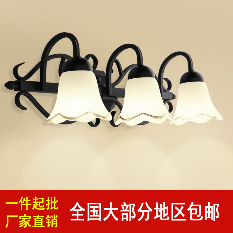 1844美式燈鏡前燈鐵藝雙頭3頭梳妝臺壁燈臥室燈廠傢批發限區包郵批發・進口・工廠・代買・代購