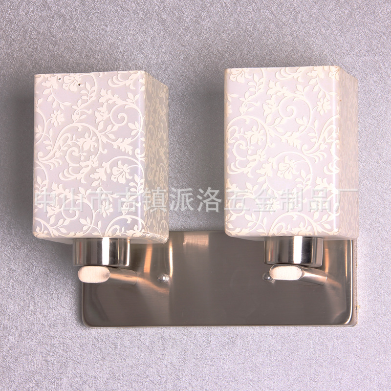 正方形現代壁燈臥室酒店床頭 室內唯美貼花純手工玻璃雙頭壁燈工廠,批發,進口,代購