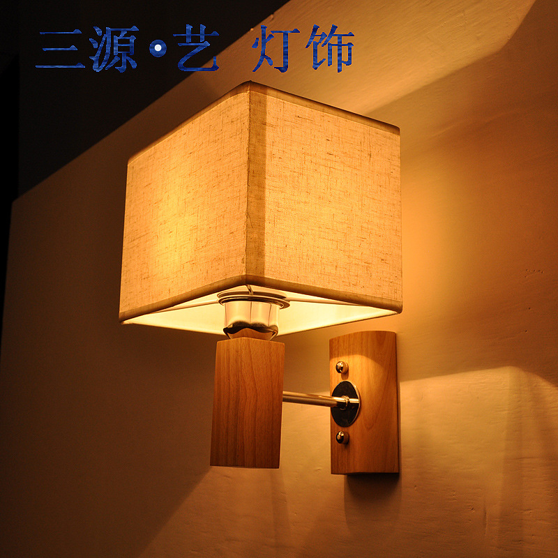 實木壁燈酒店臥室床頭LED燈具創意過道走廊現代中式木藝壁燈現貨批發・進口・工廠・代買・代購