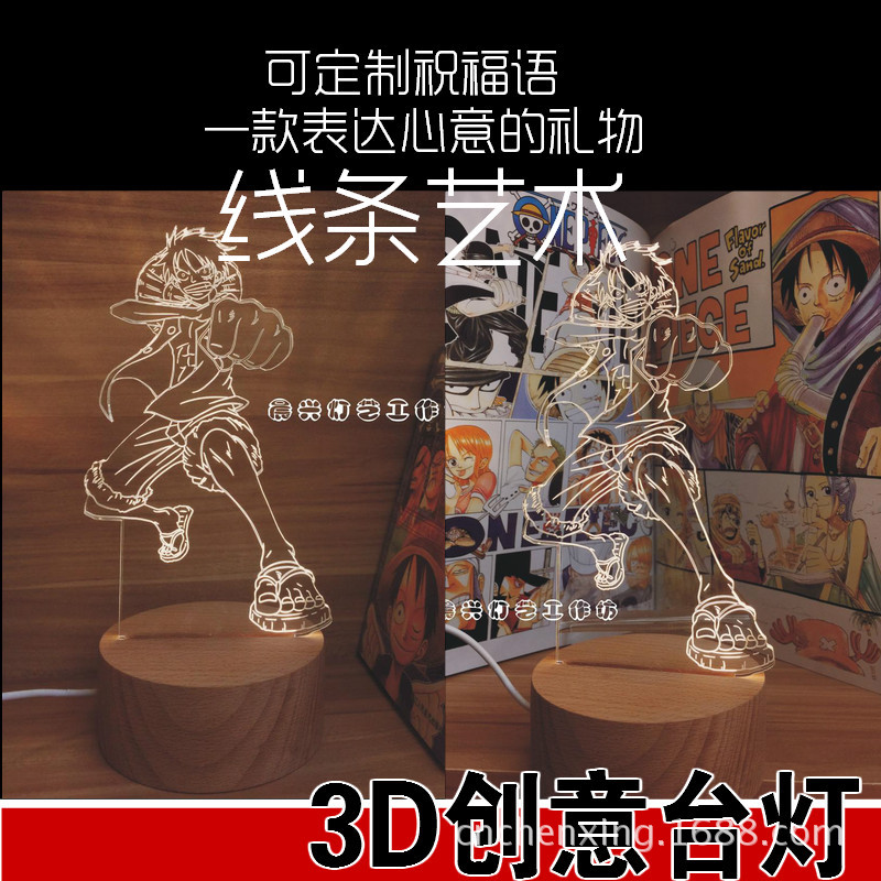 創意動漫周邊禮品小夜燈海賊王臺燈暖光LED床頭燈USB插頭燈廠代發工廠,批發,進口,代購