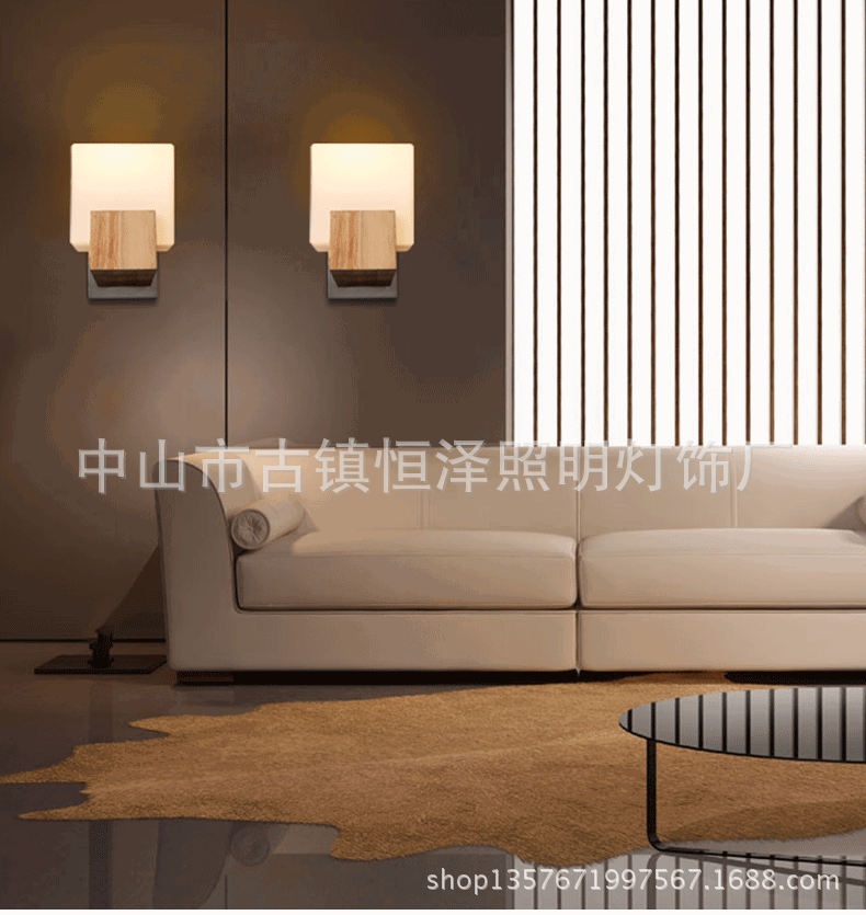 廠傢批發方型現代簡約款全實木木藝壁燈批發・進口・工廠・代買・代購