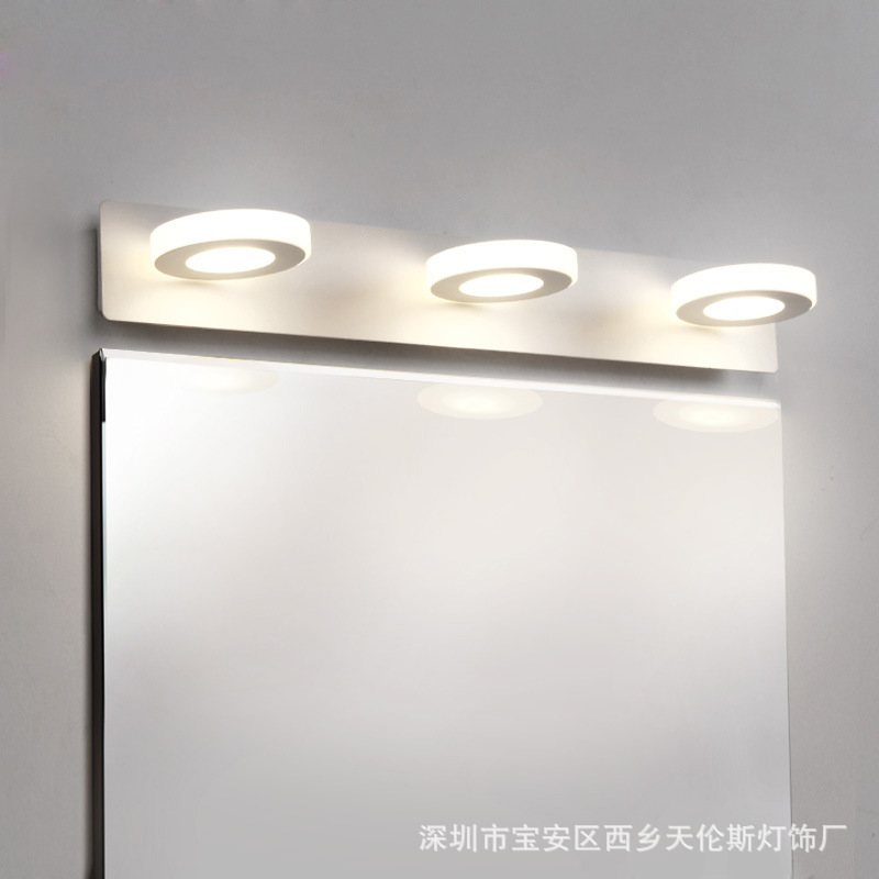簡約現代鏡前燈圓形防霧衛生間防潮浴室led防水防眩光北歐化妝燈工廠,批發,進口,代購