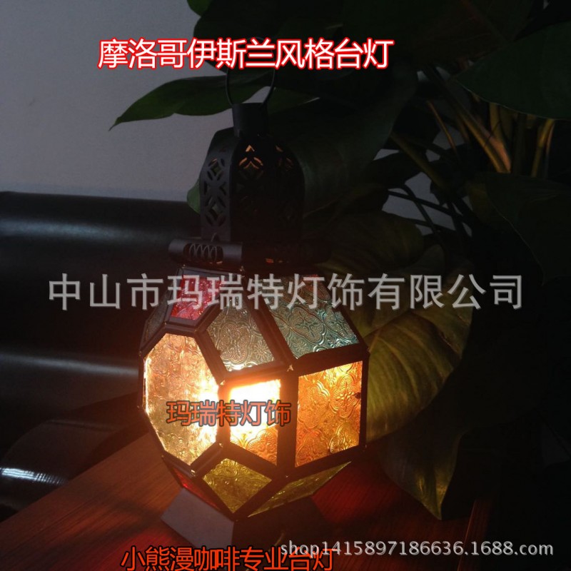 廠傢批發漫咖啡專用臺燈摩洛哥伊斯蘭風格精美老榆木桌上小臺燈工廠,批發,進口,代購