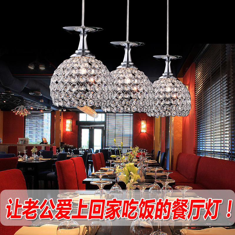 LED水晶餐廳吊燈三頭酒杯飯廳燈創意吧臺燈個性過道led臥室燈飾批發・進口・工廠・代買・代購