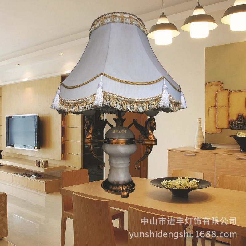 進豐西班牙雲石臺燈 高檔裝修會所會館燈具 歐式別墅全銅裝飾臺燈工廠,批發,進口,代購