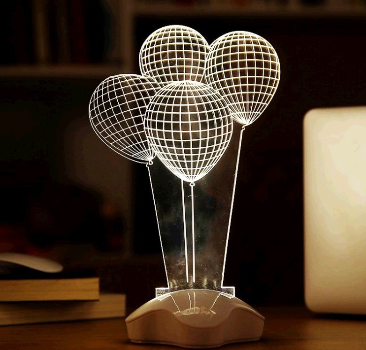 韓版 透明亞克力3D立體夜光燈 創意氣球 婚慶臺燈 情人節禮物批發・進口・工廠・代買・代購