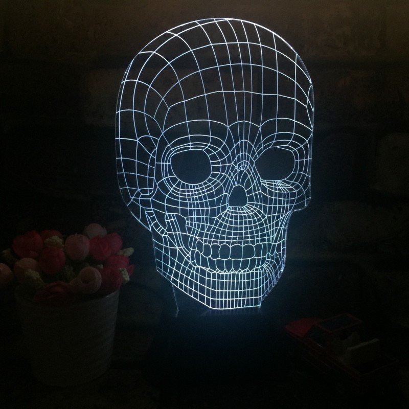 外貿熱銷 七彩3D骷髏頭 鬼頭視覺臺燈 七彩小夜燈 3D臺燈批發・進口・工廠・代買・代購