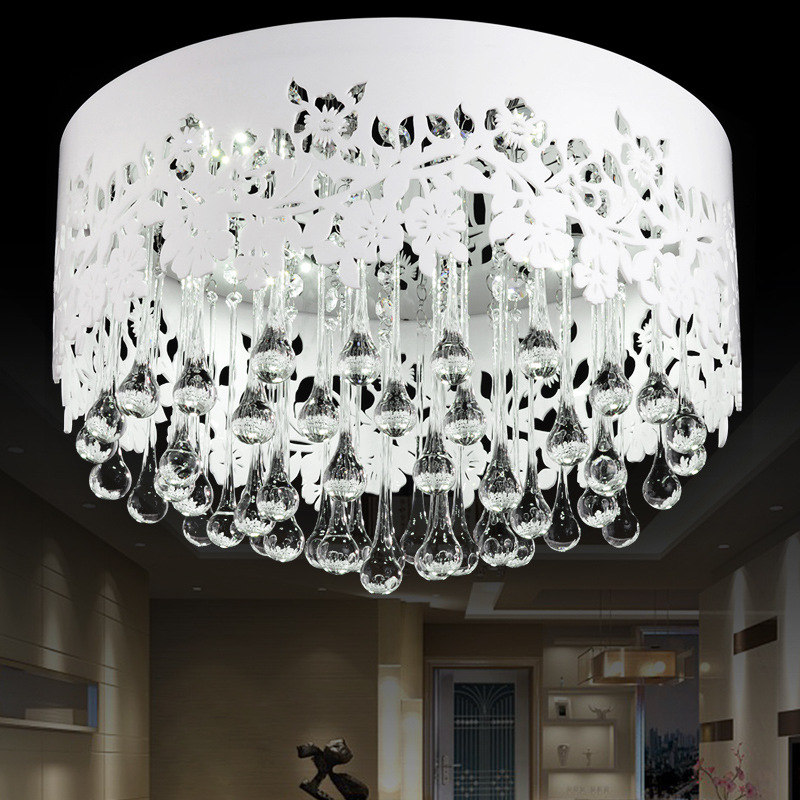 現代簡約led水晶燈 雕花田園吸頂燈 亞克力臥室燈具 水滴圓形燈飾工廠,批發,進口,代購