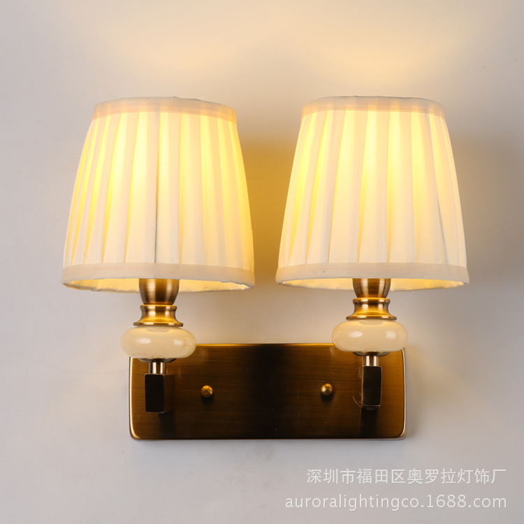 歐式鄉村鐵藝仿銅燈具手工佈藝水晶燈創意客廳餐廳臥室復古壁燈批發・進口・工廠・代買・代購