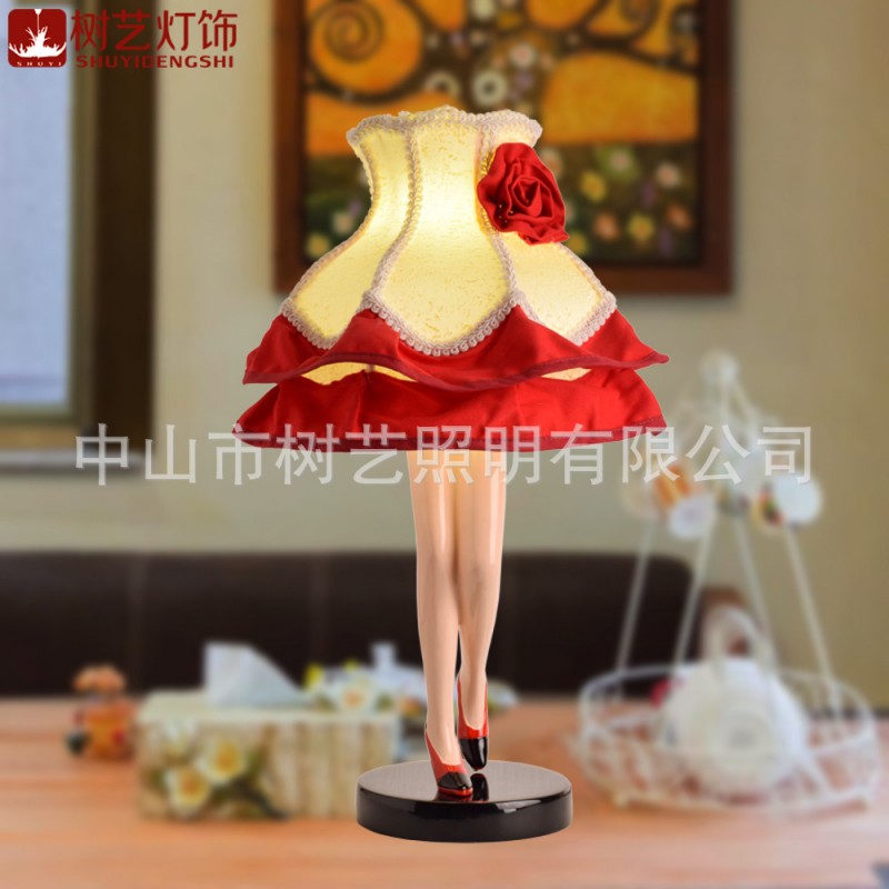 美腿婚慶臺燈臥室床頭燈紅色臺燈創意時尚可愛美式簡約燈結婚禮物批發・進口・工廠・代買・代購