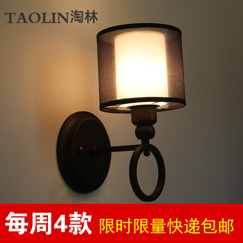 中式仿古鐵藝壁燈酒店賓館臥室床頭燈單雙頭led墻壁燈具廠傢直銷批發・進口・工廠・代買・代購