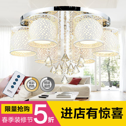 現代創意圓形led吸頂燈臥室燈水晶燈客廳燈溫馨變色餐廳燈具飾工廠,批發,進口,代購