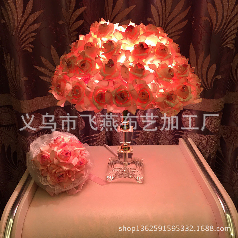 歐式佈藝 玫瑰花水晶底座臺燈 婚慶床頭燈臺燈工廠,批發,進口,代購