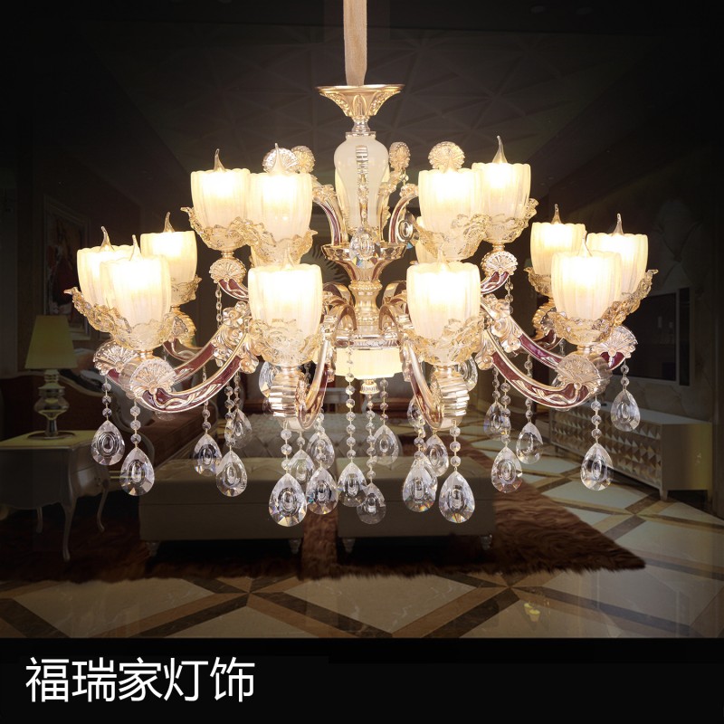 廠傢批發酒店工程別墅復式樓客廳燈飾歐式鋅合金玉石蠟燭水晶吊燈工廠,批發,進口,代購