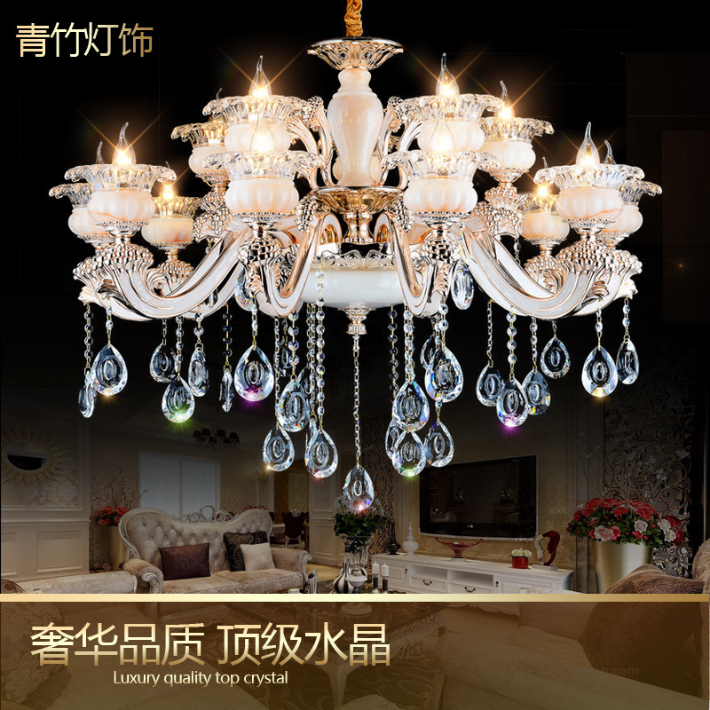 批發高端新款歐式鋅合金仿玉雲石水晶大吊燈客廳復式酒店工程燈具工廠,批發,進口,代購