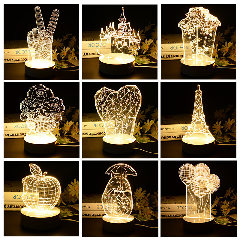 H2111-10款 創意龍貓鐵塔插電式臺燈 情侶浪漫3D臺燈創意變色臺燈工廠,批發,進口,代購