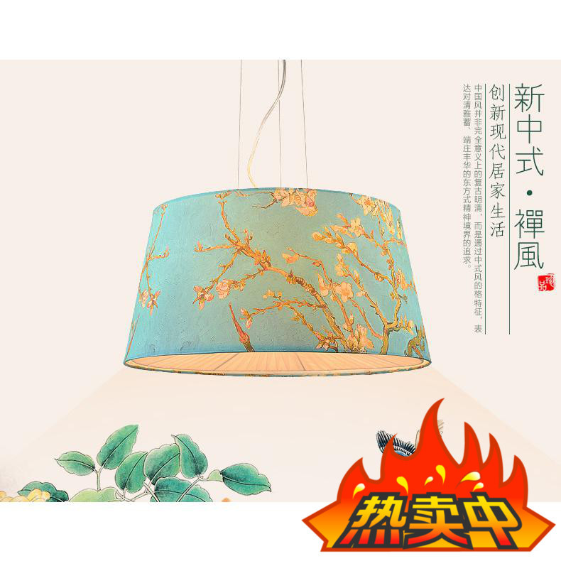 現代新中式吊燈手繪佈藝臥室燈書房仿古陽臺燈籠酒店茶樓中式燈具批發・進口・工廠・代買・代購