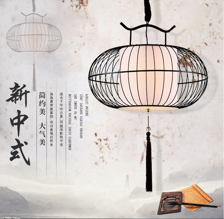 新中式鐵藝餐廳鳥籠吊燈 仿古led陽臺燈 酒店茶樓工程燈具批發・進口・工廠・代買・代購