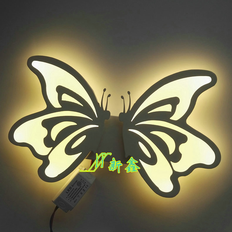 新款LED特色創意造型壁燈蝴蝶形狀亞克力鐵藝燈墻壁裝飾燈工廠,批發,進口,代購