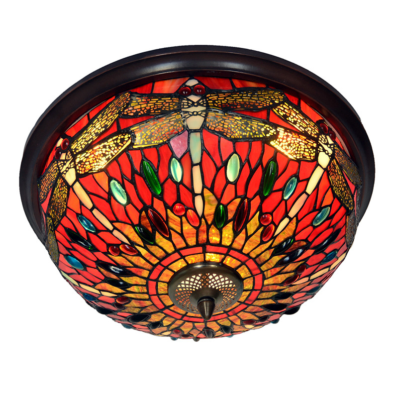 豪蒂燈飾 歐式創意LED書房臥室過道圓形吸頂燈紅色蜻蜓裝飾燈具工廠,批發,進口,代購