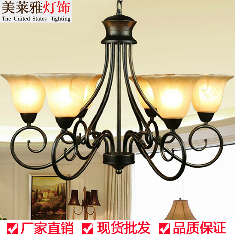 廠傢直銷中山可定製照明燈具 節能省電歐式鐵藝吊燈 溫馨烤漆吊燈批發・進口・工廠・代買・代購
