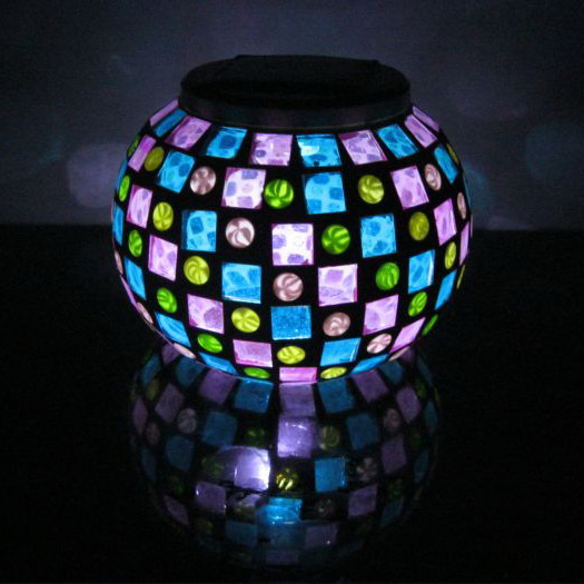 創意太陽能充電玻璃7彩臺燈 LED禮品生日禮物臺燈光控床頭小夜燈工廠,批發,進口,代購