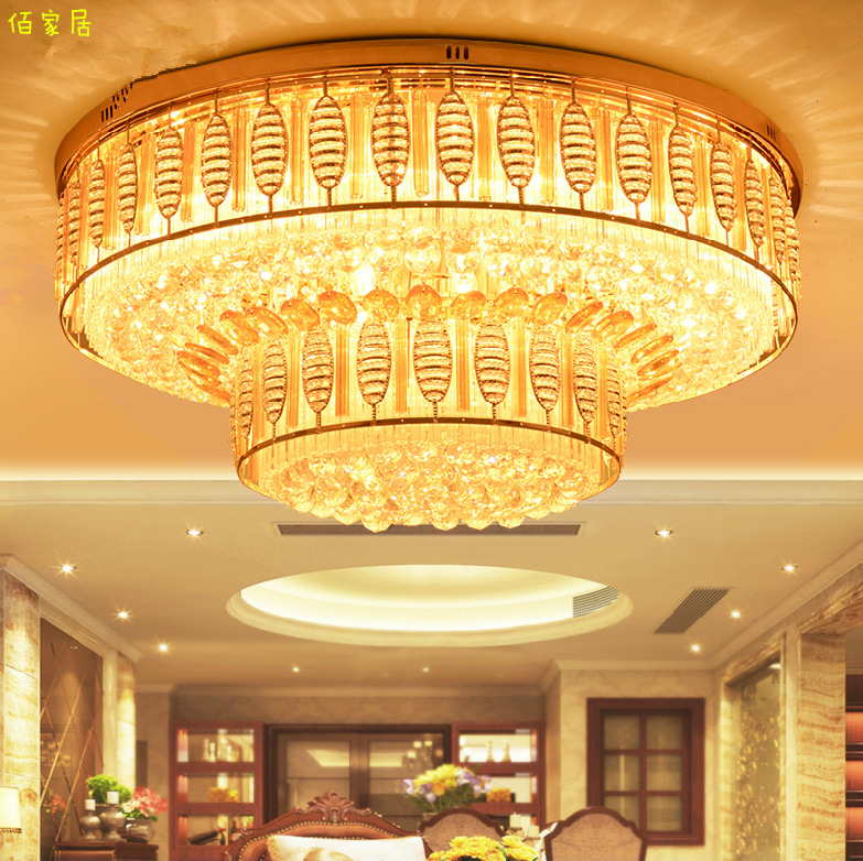 現代S金歐式客廳燈 LED吸頂燈水晶燈 梅花雙層客廳臥室水晶燈工廠,批發,進口,代購