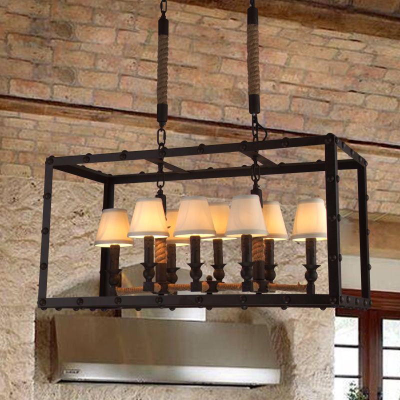 新款loft復古餐桌燈鐵藝玻璃箱餐廳燈長方形創意客廳燈個性吊燈工廠,批發,進口,代購