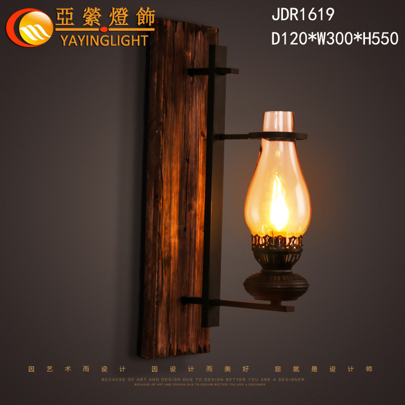 復古工業風美式LOFT服裝店創意個性玻璃酒吧餐廳實木客廳單頭壁燈批發・進口・工廠・代買・代購