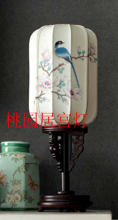 混批/供應木製木質臺燈手繪花鳥 桌燈 燈罩 木製臺燈廠傢直銷批發・進口・工廠・代買・代購