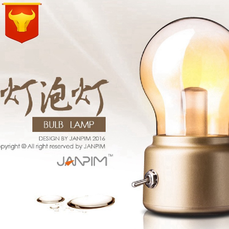 新款燈泡燈小臺燈 USB充電桌麵辦公燈 復古燈泡造型小夜燈工廠,批發,進口,代購