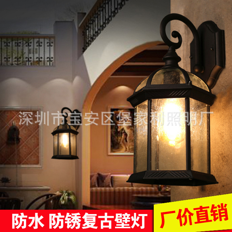 壁燈戶外防水防潮燈現代中式仿古玻璃壓鑄簡約別墅走廊過道室外燈批發・進口・工廠・代買・代購