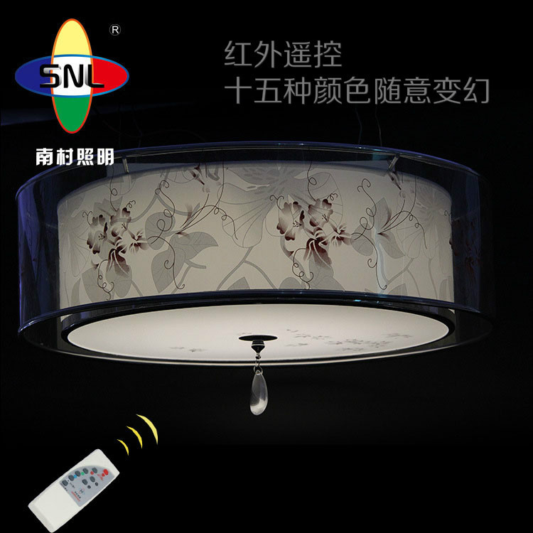 新款批發亞羊皮佈藝led智能遙控吸頂燈 變色七彩臥室RGB吸頂燈工廠,批發,進口,代購
