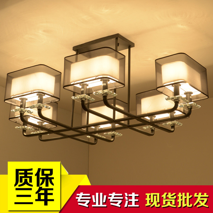 廠傢直銷新中式鐵藝吊燈酒店客廳吊燈LED節能環保佈藝燈罩工廠,批發,進口,代購