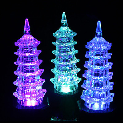 浪漫七彩雷峰塔小夜燈發光鐵塔玲瓏寶塔燈生日禮物禮品批發・進口・工廠・代買・代購