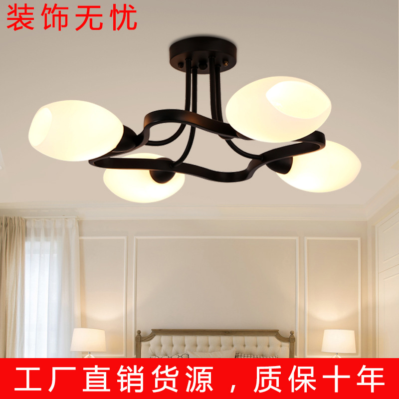 客廳餐廳臥室書房吊燈 鐵藝烤漆吸頂盤 黃金比例完美弧度玻璃燈具批發・進口・工廠・代買・代購