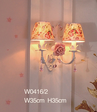廠傢推薦 鐵藝啞白色壁燈 粉陶瓷花壁燈 W0416/2批發・進口・工廠・代買・代購
