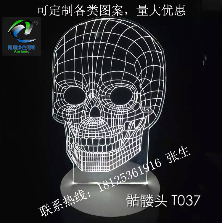 個性小夜燈禮物 糖寶 多啦A夢 大白 骷髏 裝飾臺燈 3D視覺燈工廠,批發,進口,代購