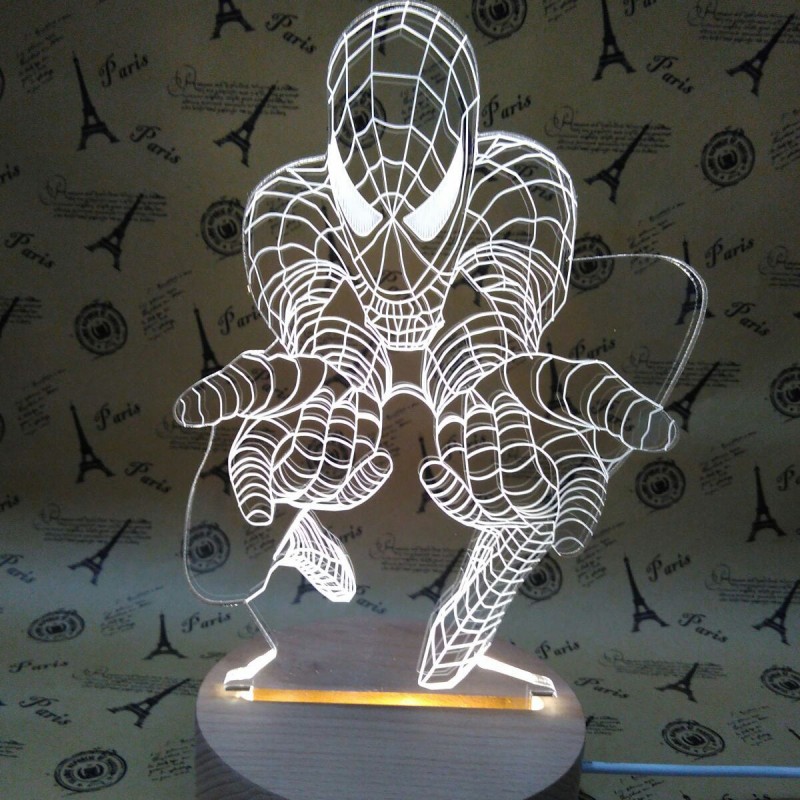 新款蜘蛛俠七彩3D燈觸摸開關LED燈漸變視覺立體燈創意氣氛臺燈工廠,批發,進口,代購