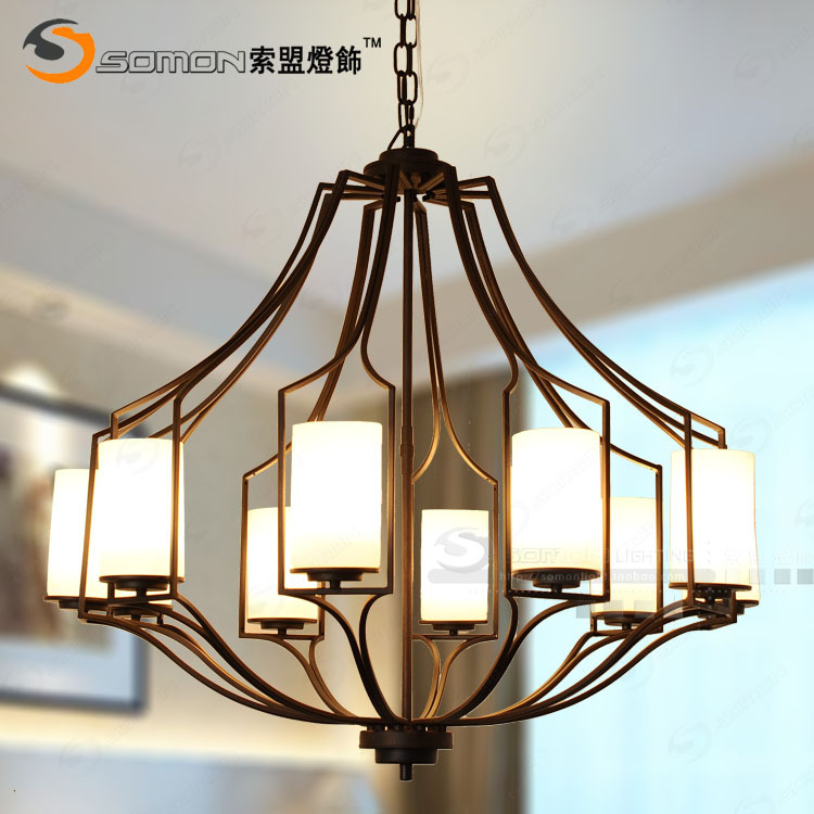 新中式創意客廳/臥室雲石燈罩吊燈 黑色鐵藝餐廳酒店吊燈爆款促銷批發・進口・工廠・代買・代購