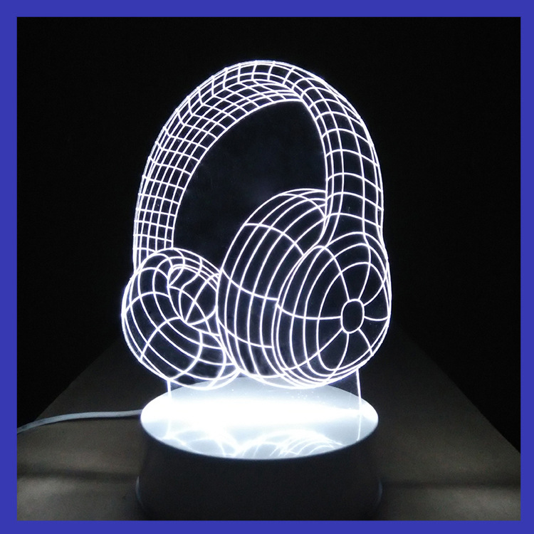 爆款熱賣亞克力透明3D耳機小臺燈.創意個性時尚情人節生日禮物批發・進口・工廠・代買・代購