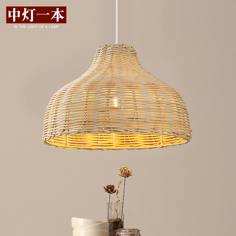 田園藤編吊燈創意個性單頭簡約藤藝燈具餐廳吧臺陽臺復古藝術燈飾批發・進口・工廠・代買・代購
