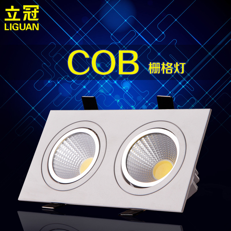 雙頭射燈 LED格柵射燈LED筒燈天花鬥膽燈 6W10W14W20W 全套工廠,批發,進口,代購
