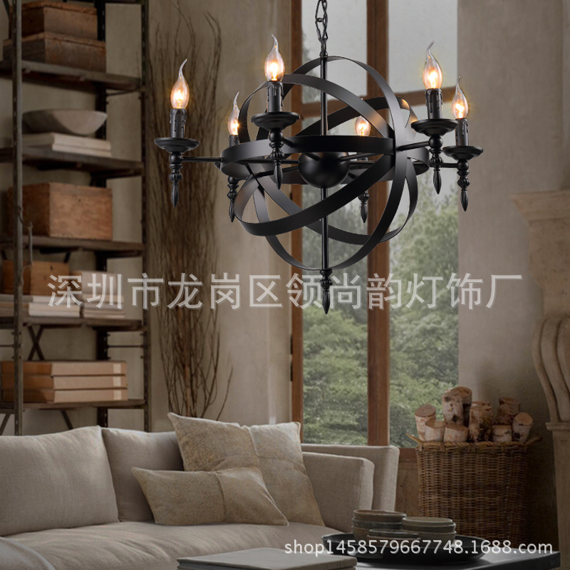 北歐led鐵藝復古工業風吊燈酒店餐廳傢居吊燈創意蠟燭藝術燈具工廠,批發,進口,代購
