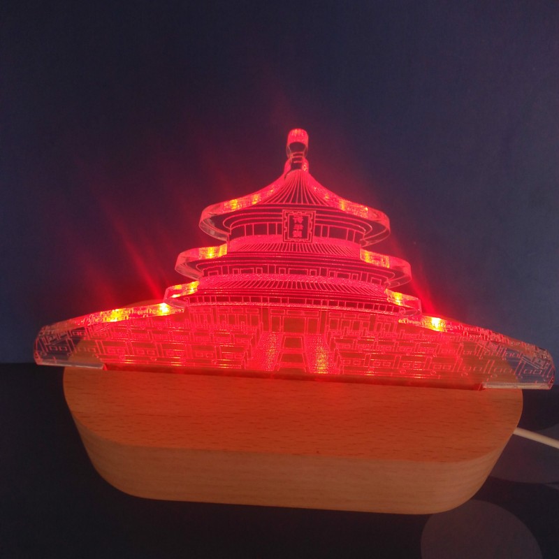 3D視覺立體亞克力LED臺燈櫸木底座USB小夜燈生日禮物送女友送閨蜜工廠,批發,進口,代購